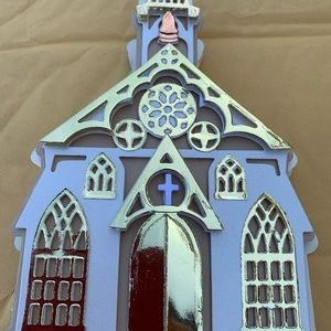 Handmade church card. Elegant easel greeting card.